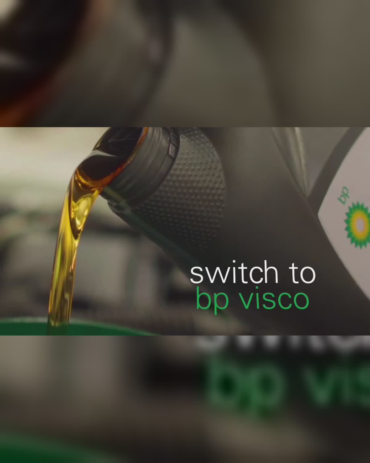 BP Visco engine oil being poured during an oil change